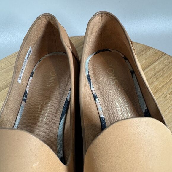 Toms Women's Darcy Size 6.5 Ballet Flats Shoes Tan Brown Leather - Picture 3 of 7